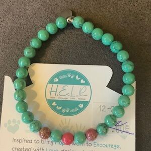 Turquoise and Pink Beaded Bracelet